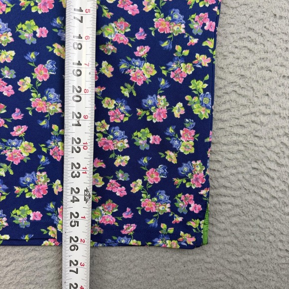 RLX Ralph Lauren Polo Shirt Mens Medium Blue Floral Golf Stretch Performance - Picture 9 of 12